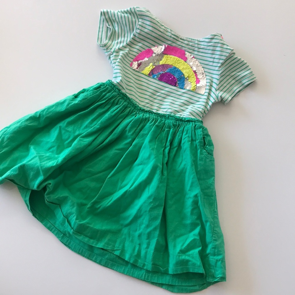Rainbow mini boden glitter dress 6/7 with pockets!